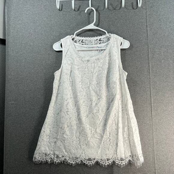 Isaac Mizrahi Live! Lace Swing Tank Bright White Size Small - Picture 1 of 8